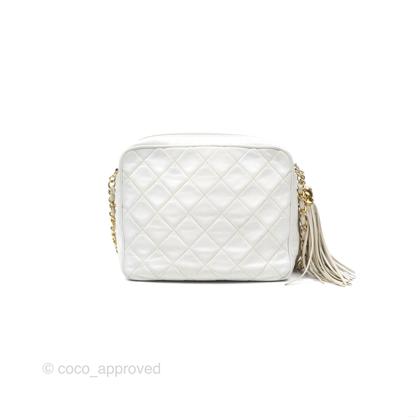 Chanel Vintage Small Camera Bag White Lambskin Gold Hardware