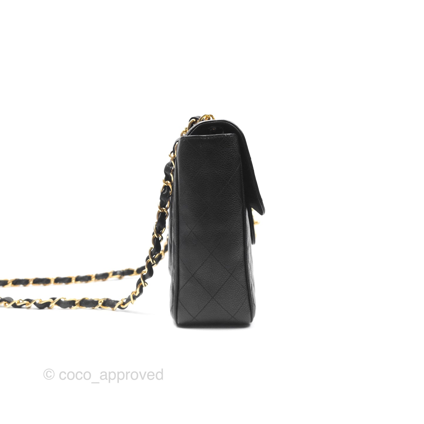 Chanel Vintage Jumbo Single Flap Black Caviar 24K Gold Hardware