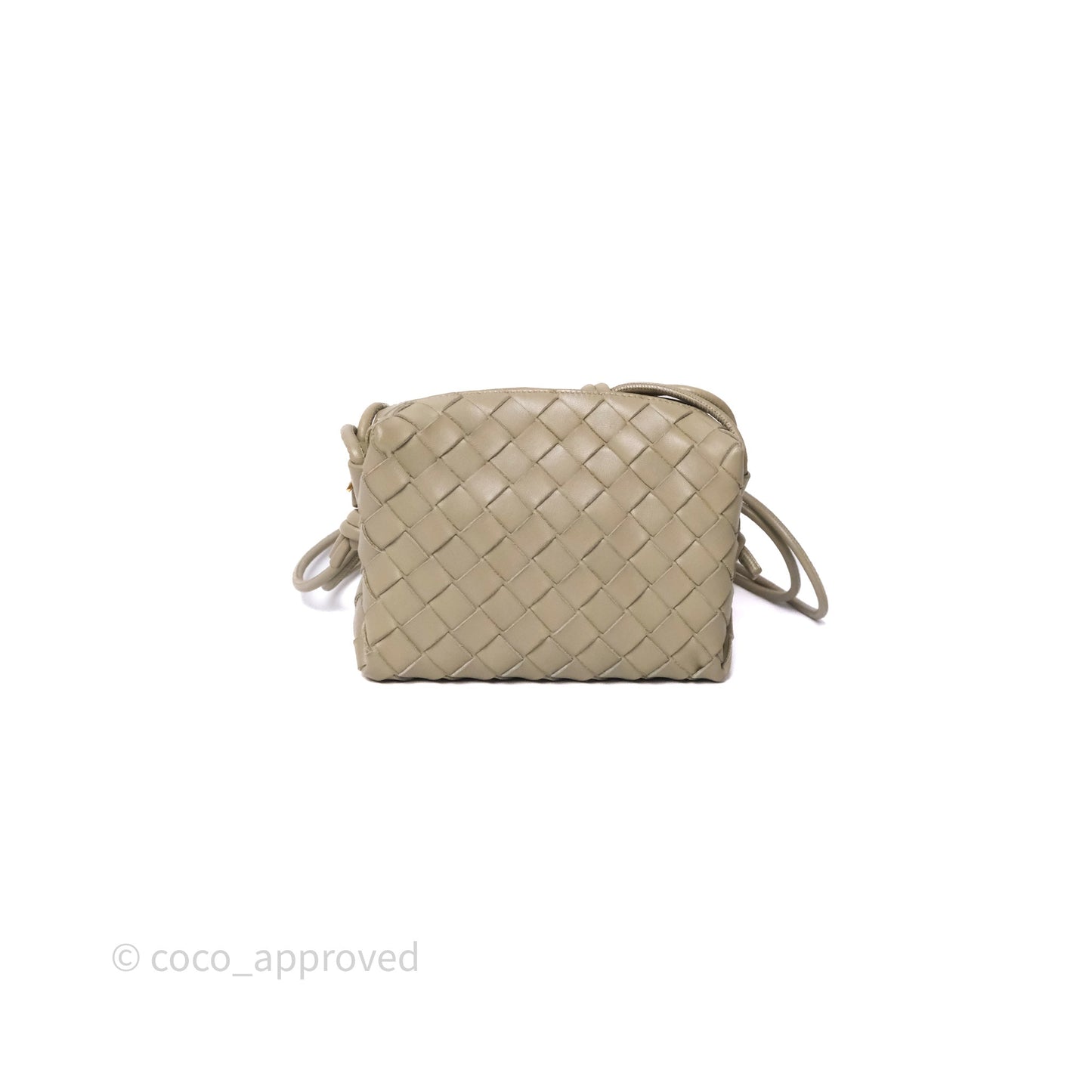 Bottega Veneta Mini Loop Camera Bag Intrecciato Lambskin Travertine