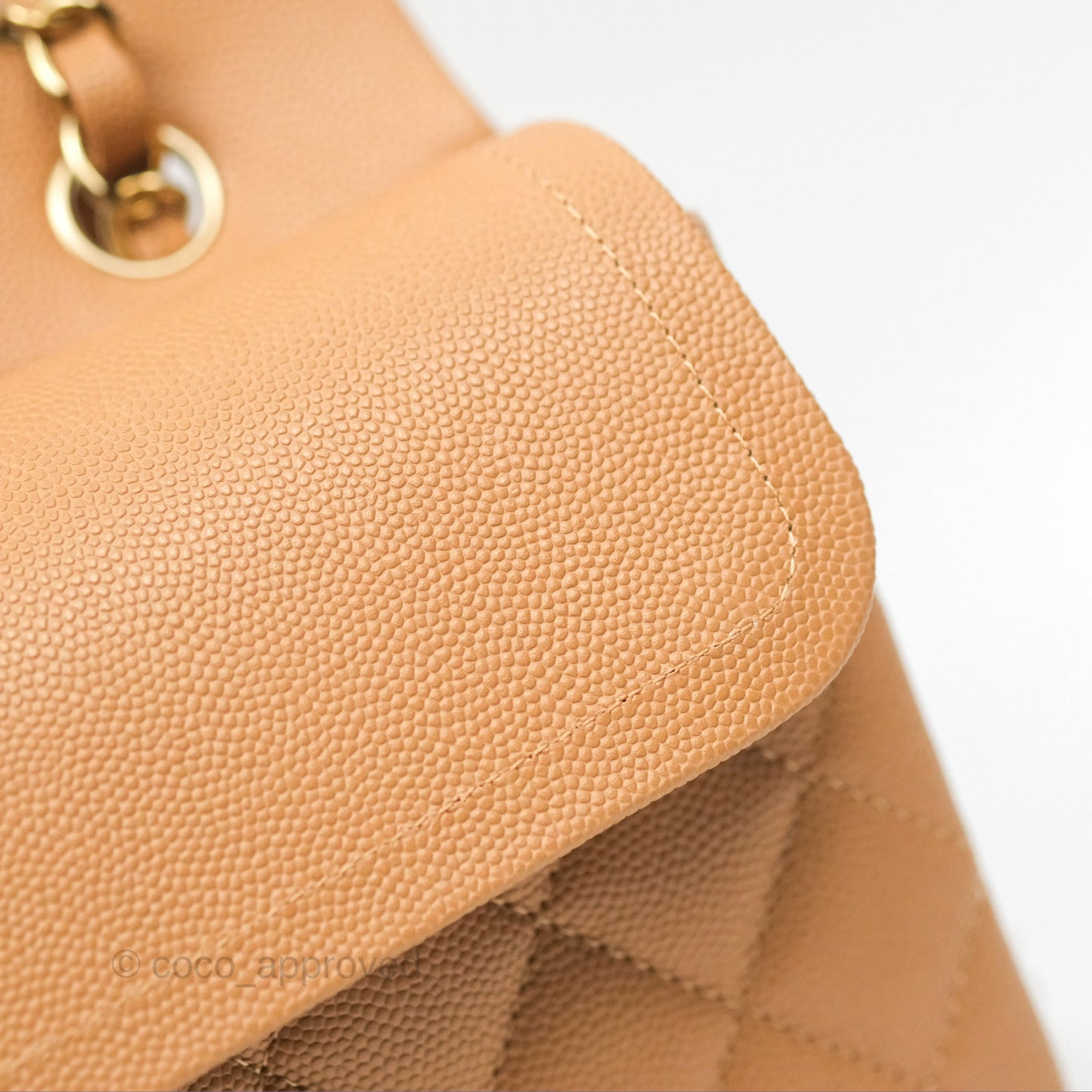 Chanel Classic M/L Medium Flap Quilted Beige Caviar Gold Hardware 23P