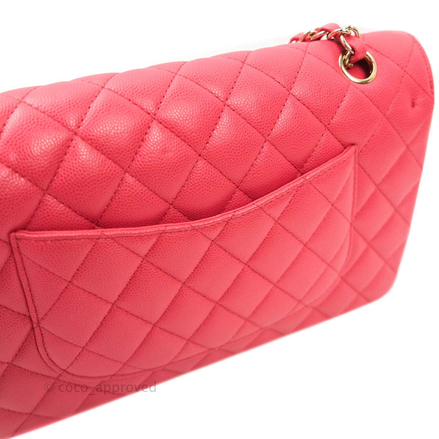 Chanel Classic M/L Medium Double Flap Dark Pink Caviar Gold Hardware