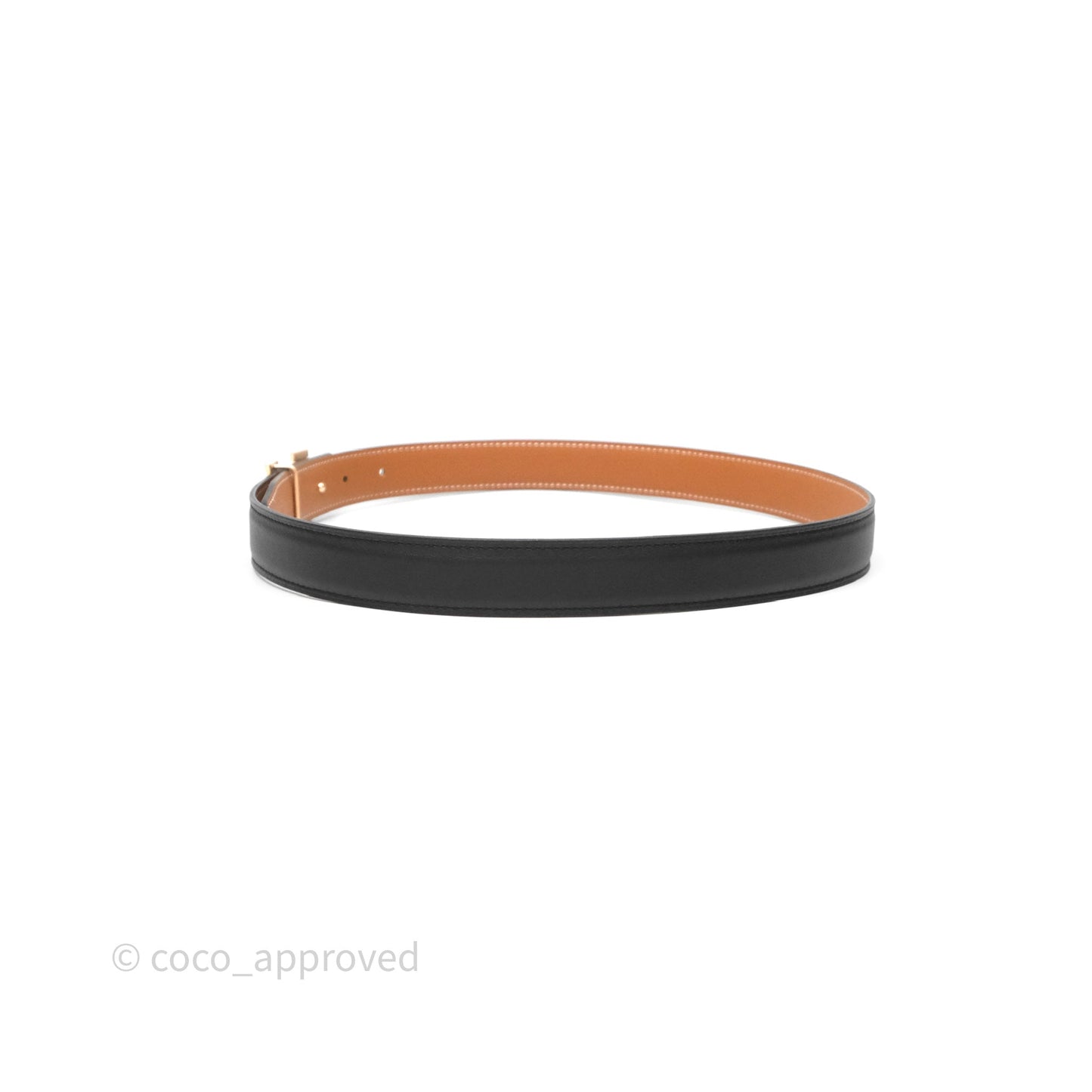 Hermès H Belt Buckle & Reversible Strap Noir/Gold Rose Gold Hardware
