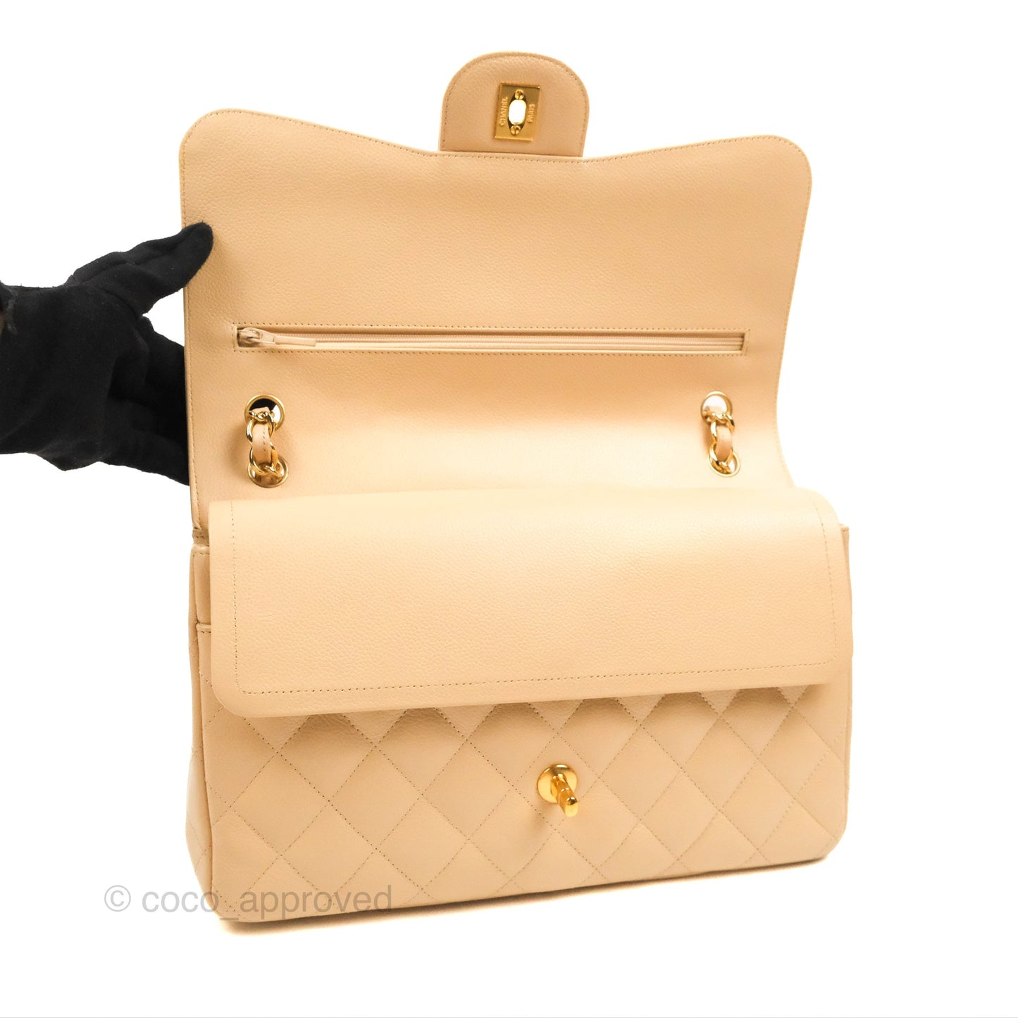 Chanel Jumbo Double Flap Beige Caviar Gold Hardware⁣⁣