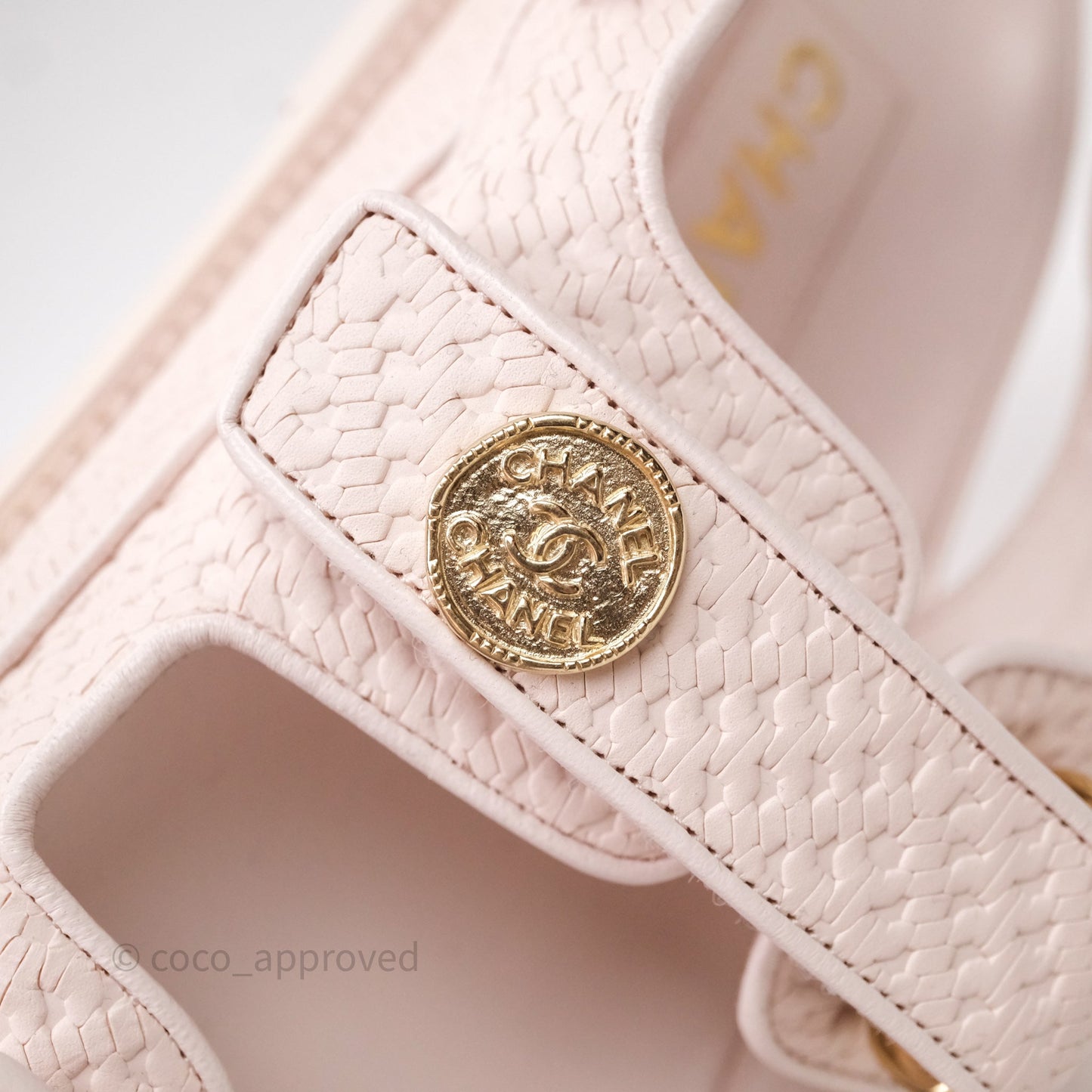 Chanel Dad Sandals Medallion Light Pink Size 39