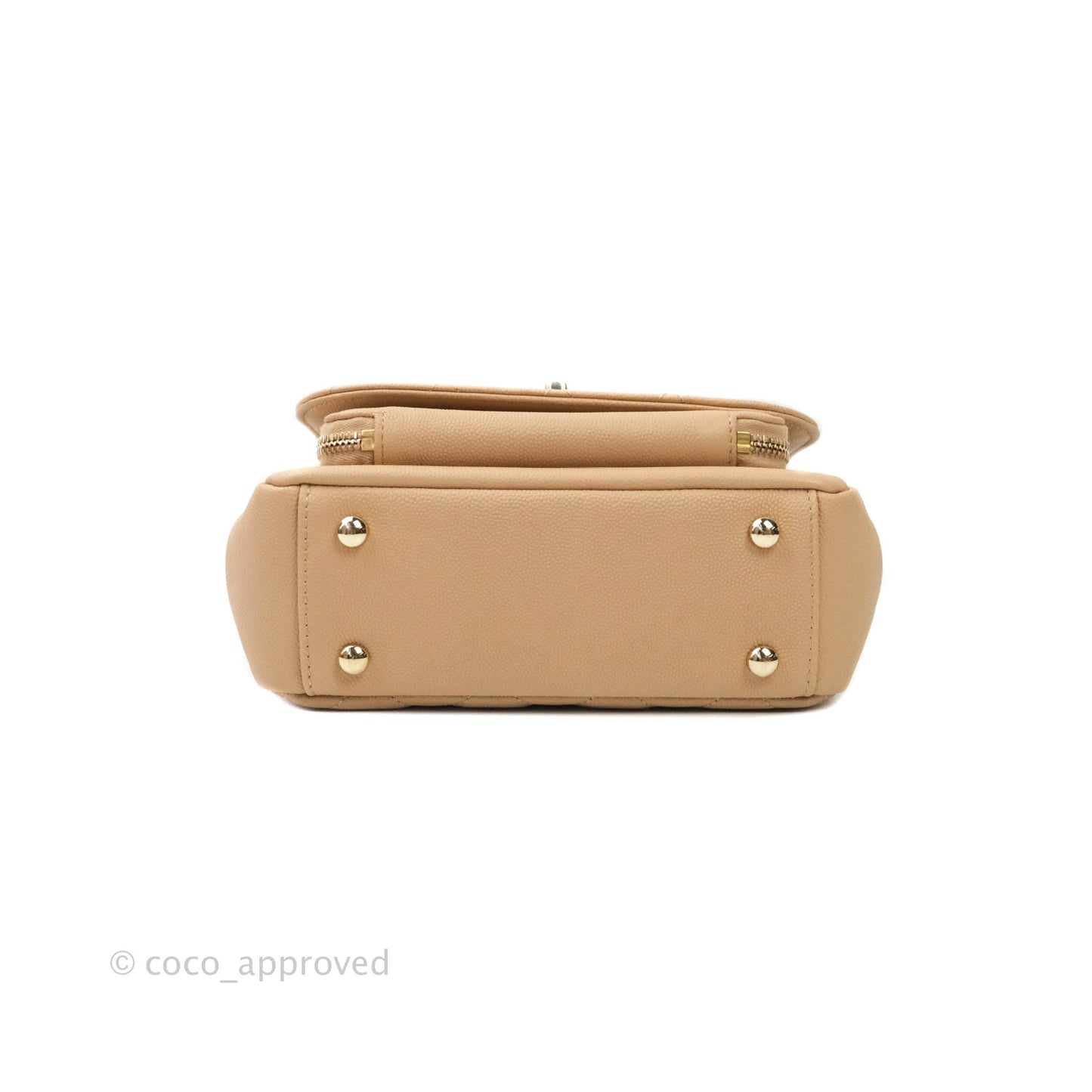 Chanel Quilted Small Business Affinity Flap Beige Caviar Light Gold Hardware