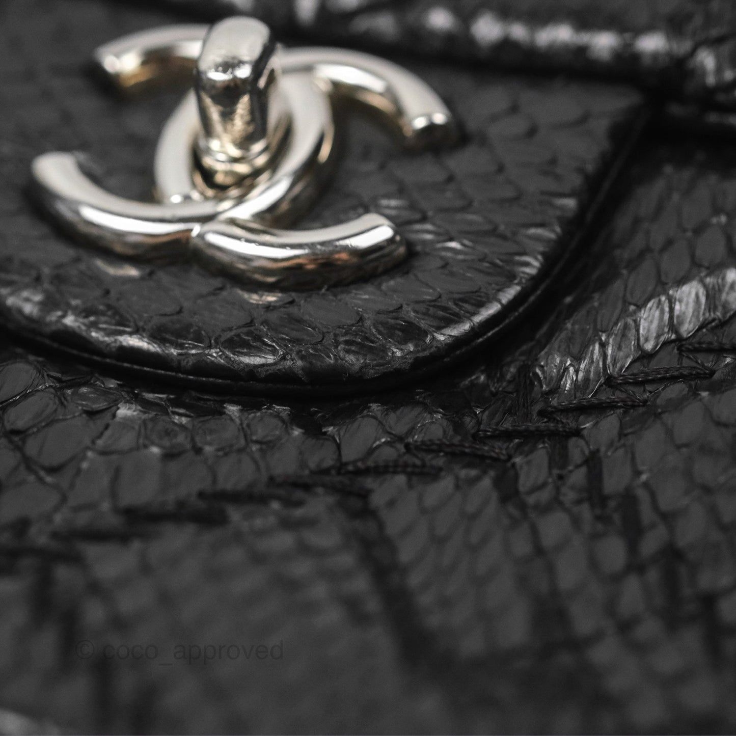 Chanel Quilted Ultimate Stitch Flap Bag Matte Python Black Silver Hardware