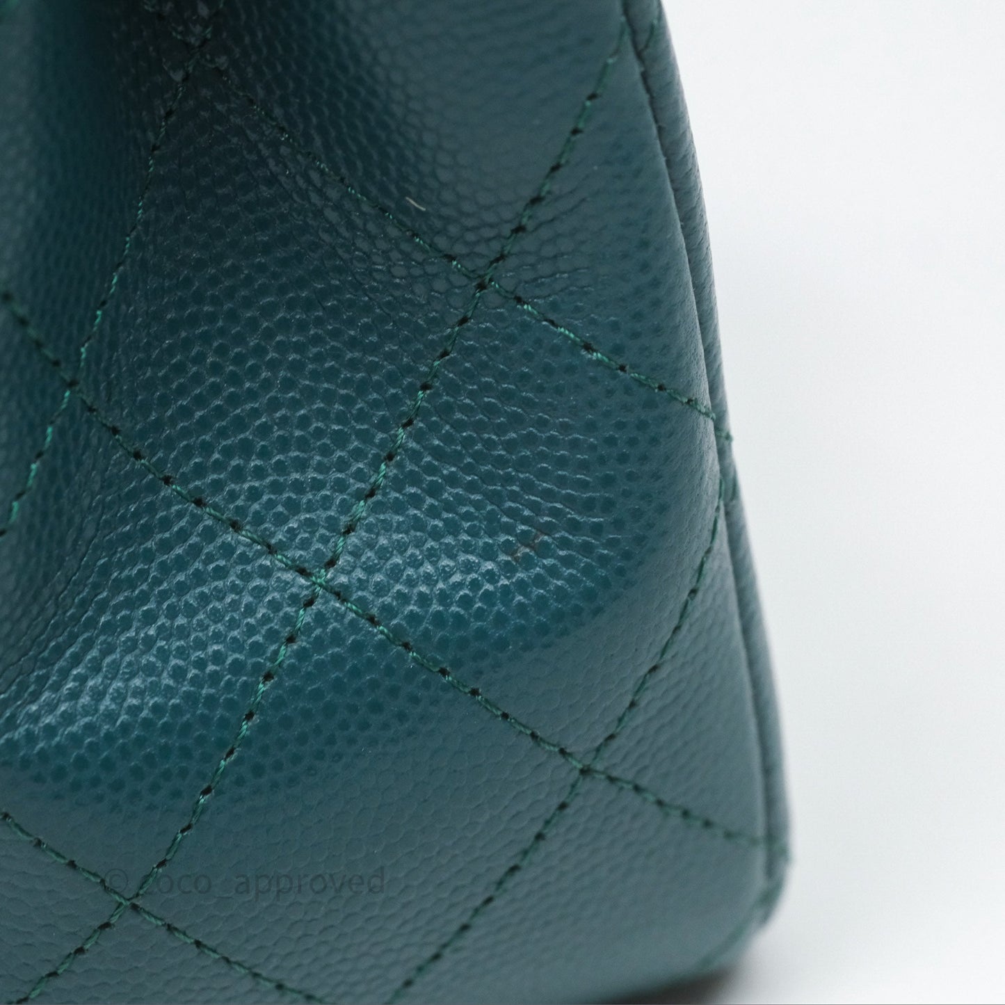 Chanel Quilted Mini Rectangular Green Caviar Silver Hardware