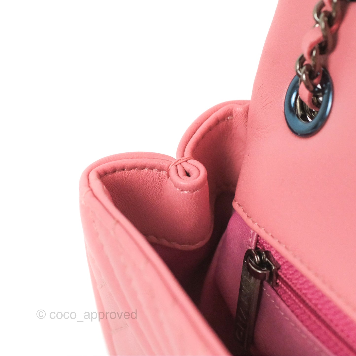 Chanel Small CC Crossing Flap Pink Lambskin Gun Metal Hardware