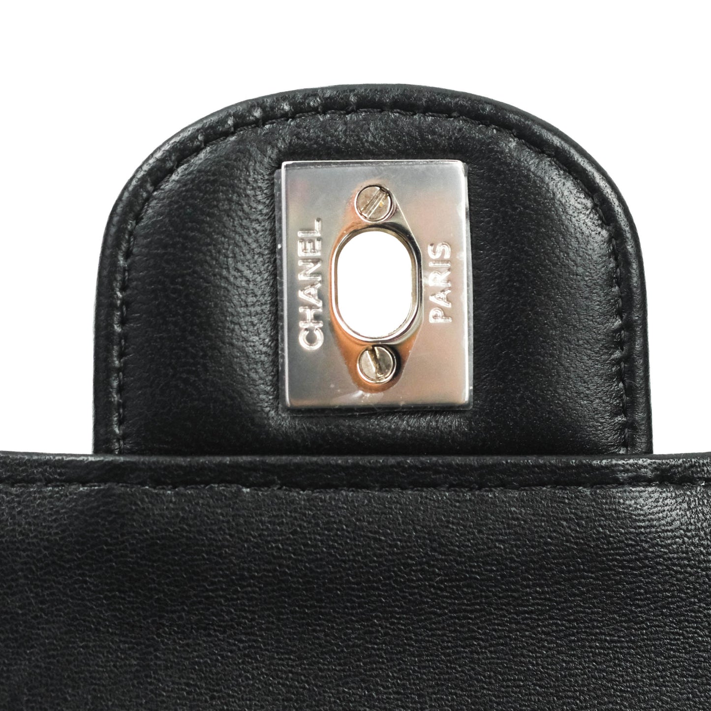 Chanel Classic Chevron Mini Rectangular Flap Black Lambskin Silver Hardware