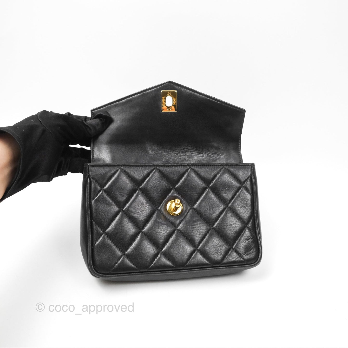 Chanel Vintage Belt Bag Quilted Black Lambskin 24K Gold Hardware