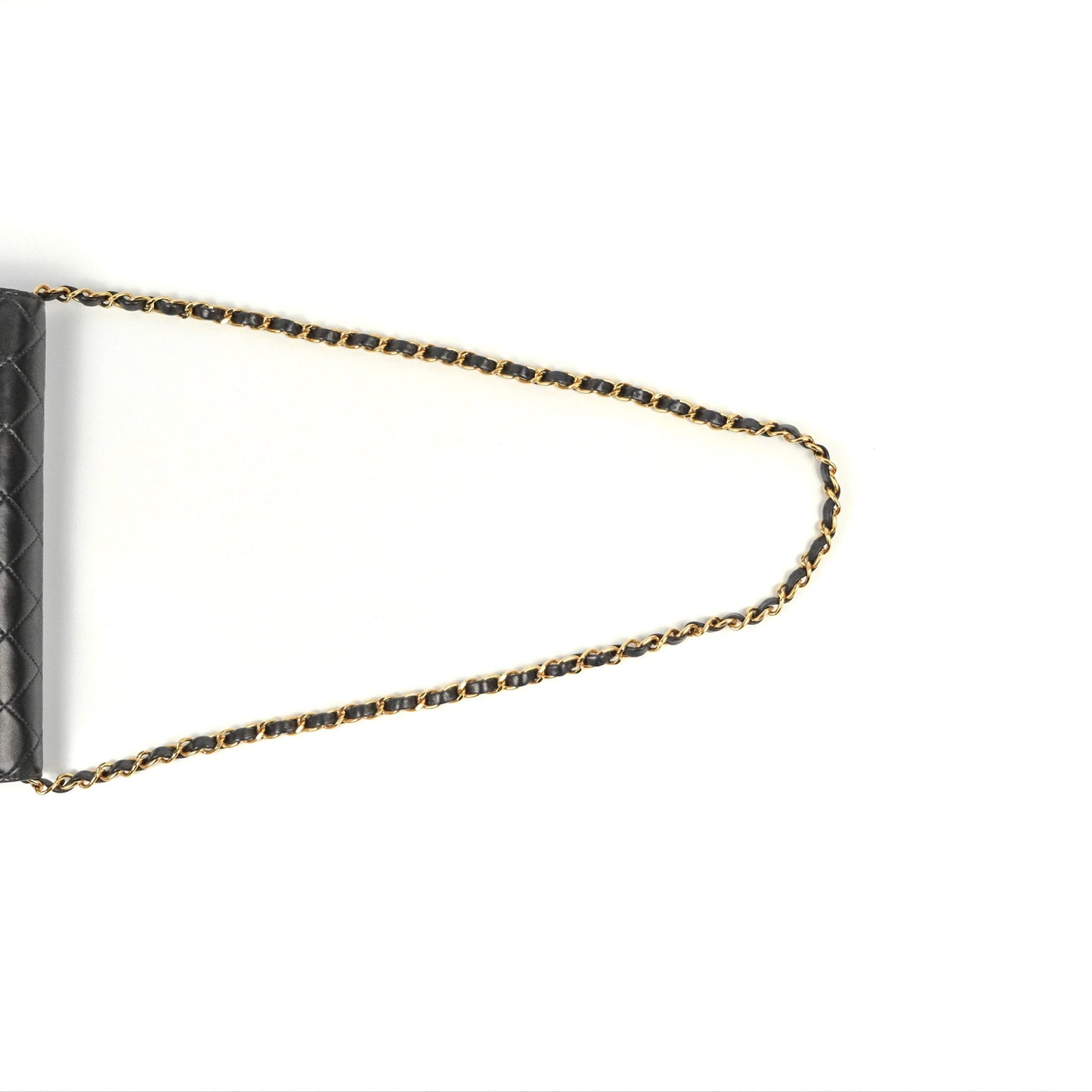 Chanel Vintage Full Flap Quilted Shoulder Bag Black Lambskin 24K Gold Hardware