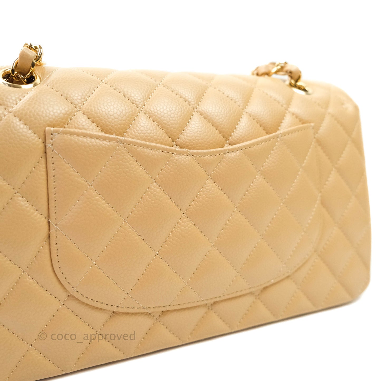 Chanel Classic M/L Medium Double Flap Beige Caviar Gold Hardware