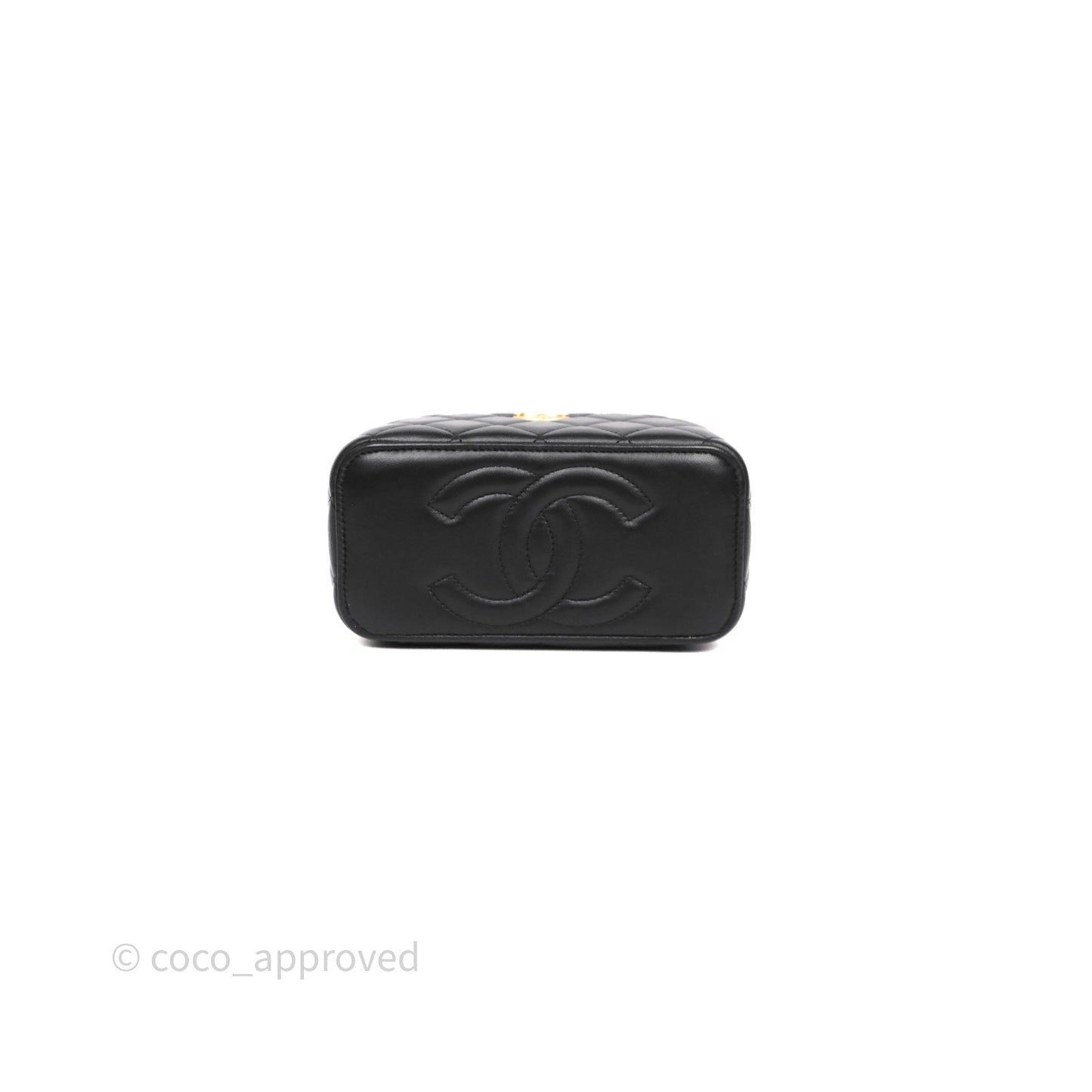 Chanel Top Handle Vanity Rectangular Black Lambskin Aged Gold Hardware
