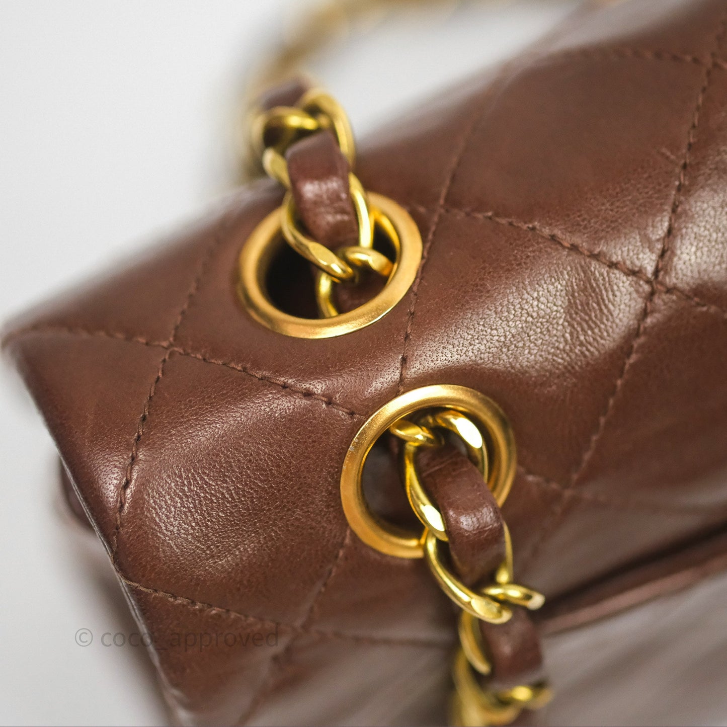 Chanel Vintage Small Classic Flap Brown Lambskin 24K Gold Hardware