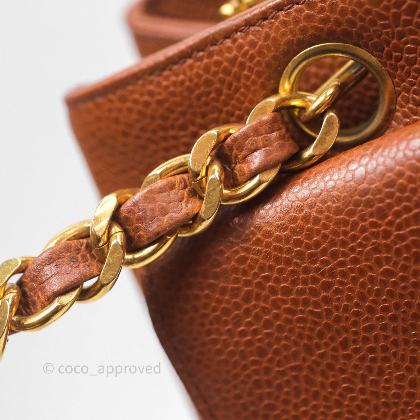 Chanel Vintage Tote Caramel Caviar 24K Gold Hardware