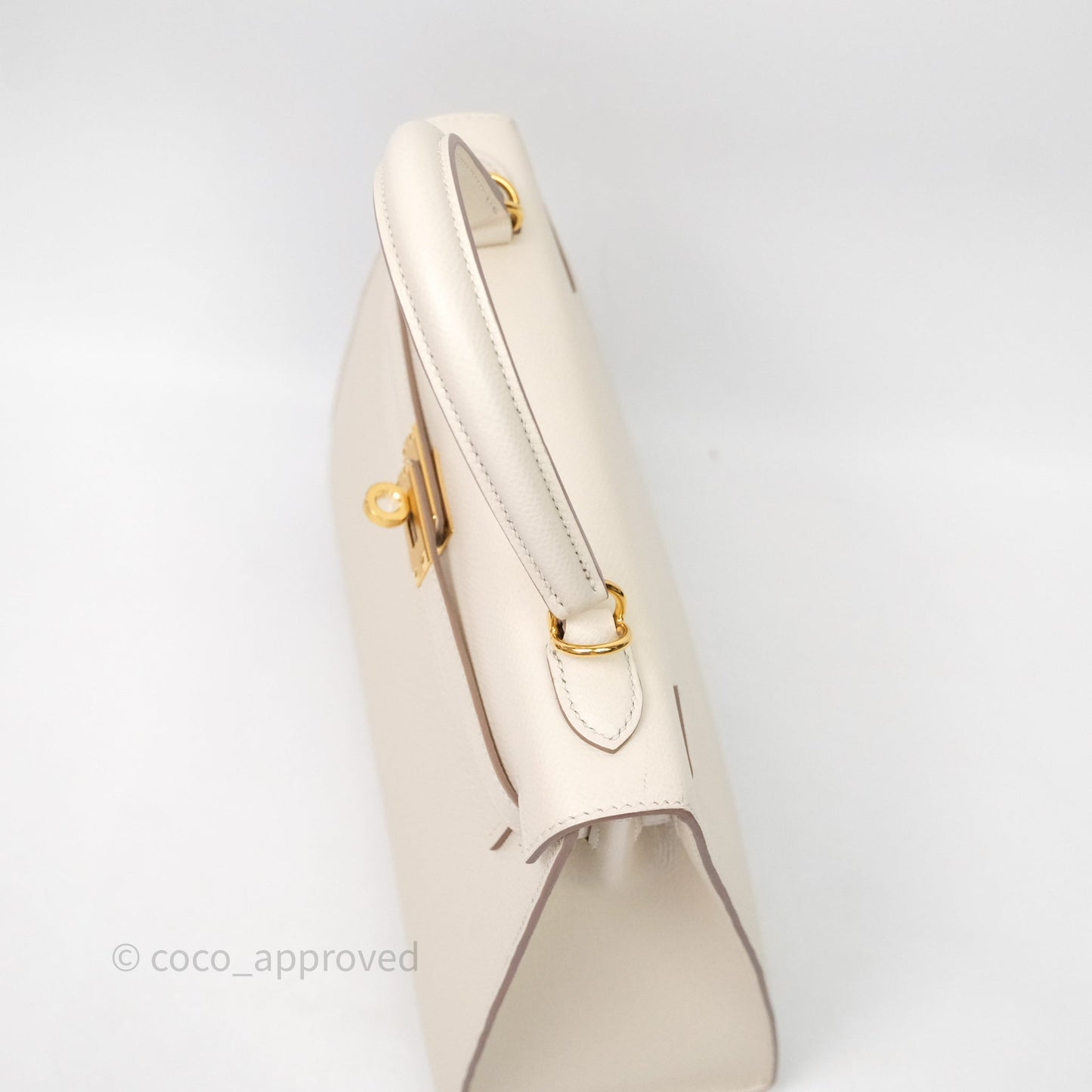 Hermes Kelly 25 Craie Epsom Gold Hardware