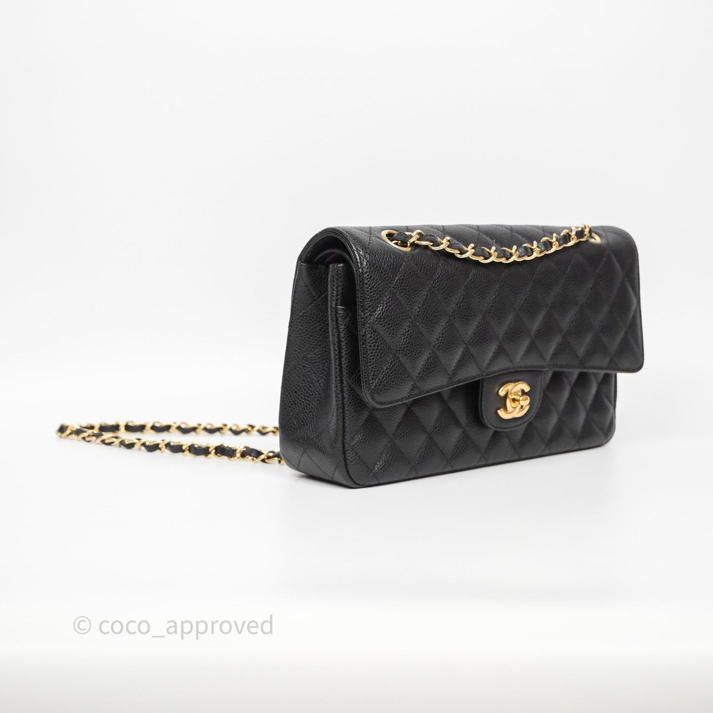 Chanel Classic M/L Medium Flap Quilted Black Caviar Gold Hardware