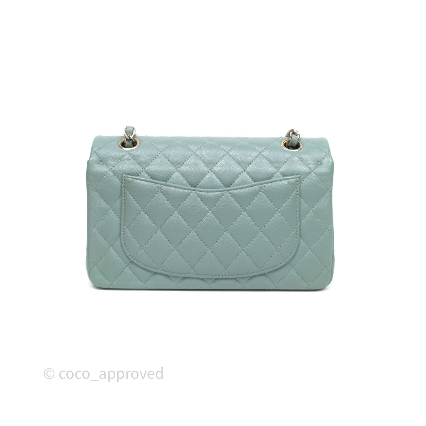 Chanel Small Quilted Classic Flap Tiffany Green Cavier Gold Hardware
