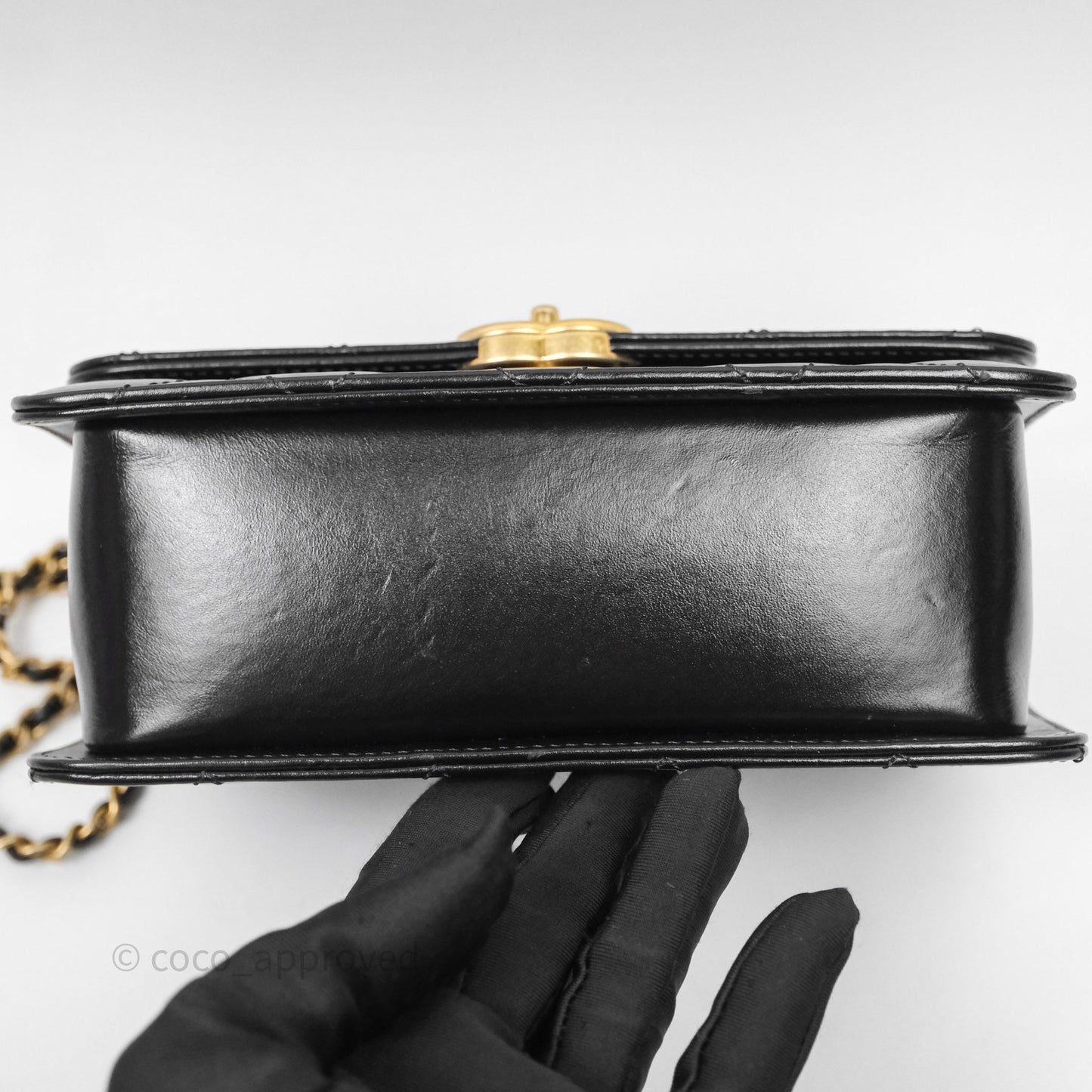 Chanel Mini Perfect Fit Adjustable Chain Black Calfskin Aged Gold Hardware