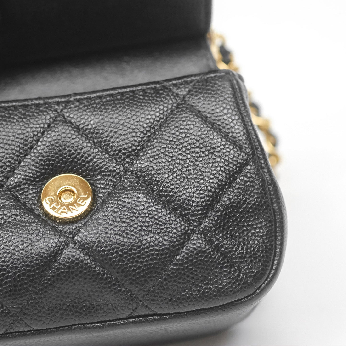 Chanel Clutch with Chain Black Caviar Gold Hardware 22K