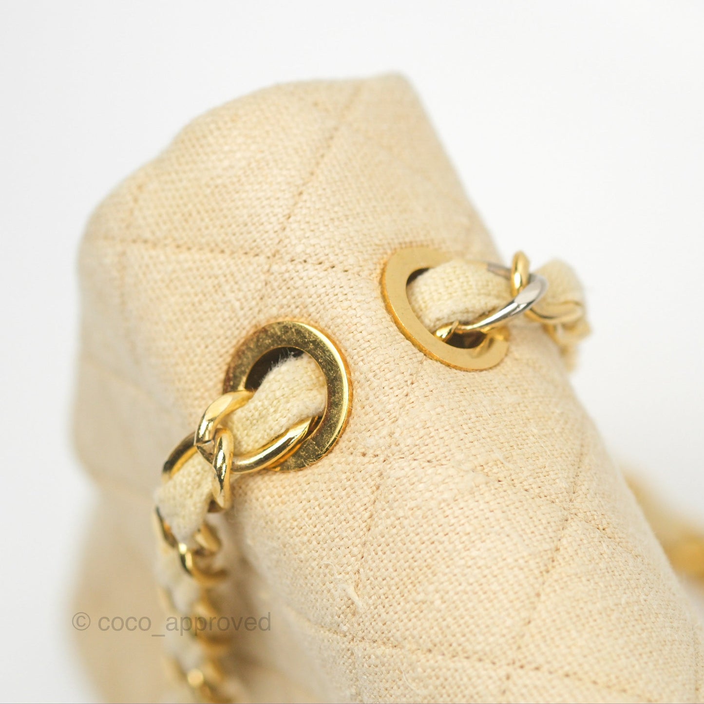 Chanel Vintage XL Jumbo Single Flap Beige Cotton Canvas 24K Gold Hardware