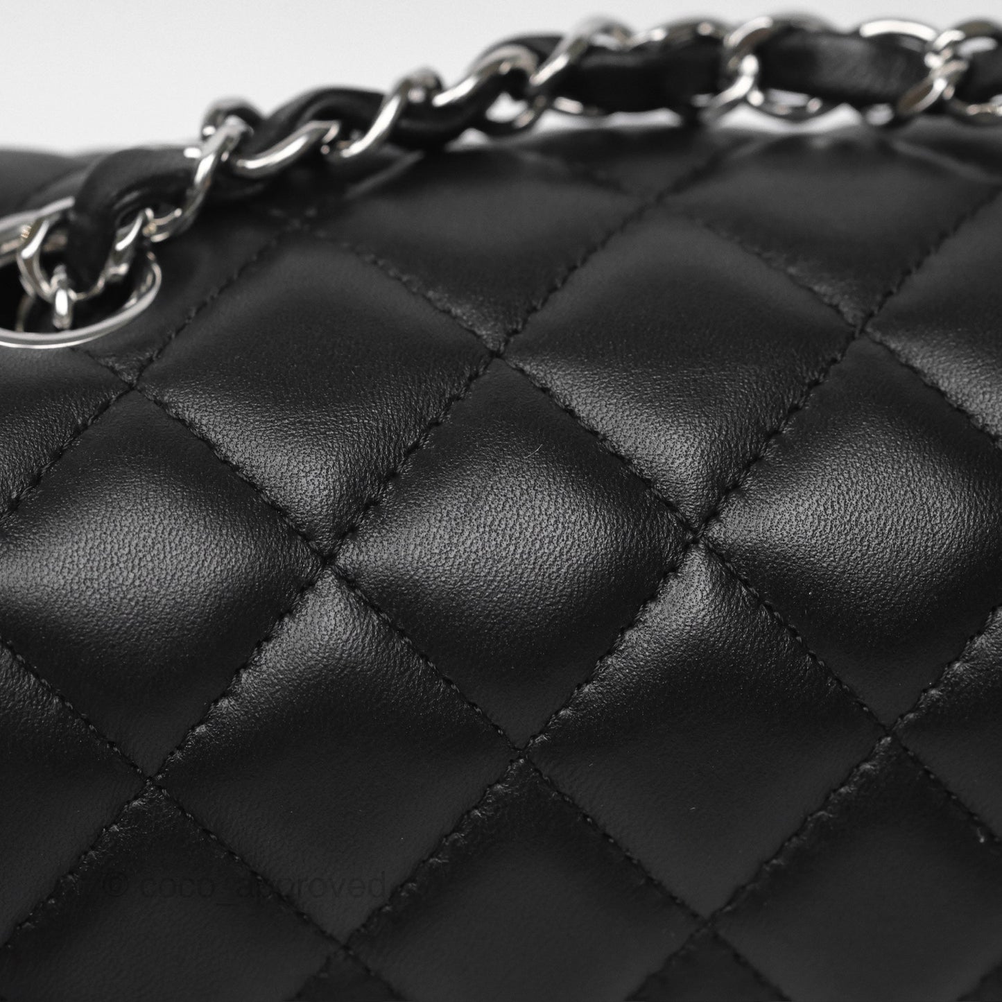 Chanel Quilted Mini Rectangular Flap Black Lambskin Silver Hardware