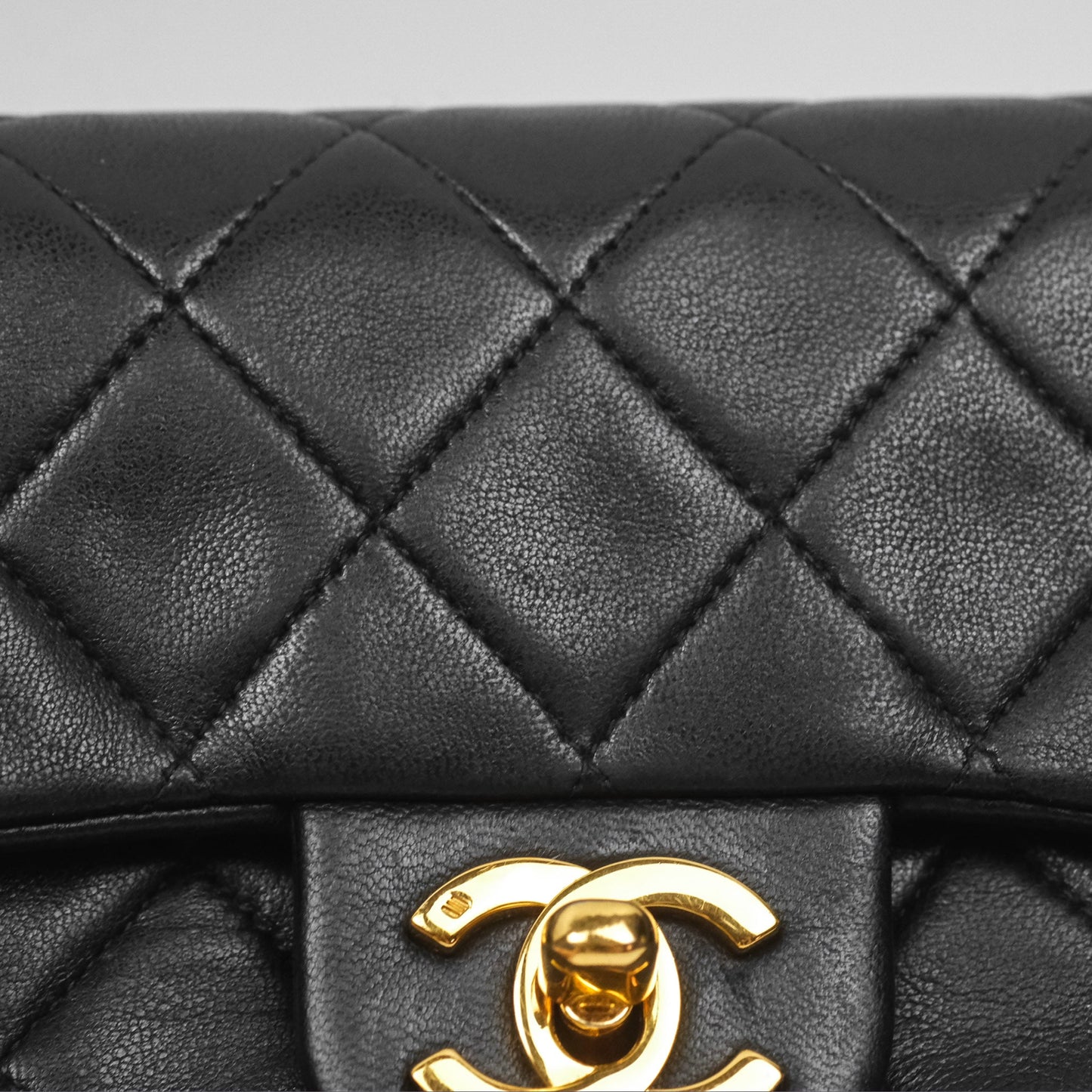 Chanel Vintage Mini Square Black Lambskin 24K Gold Hardware