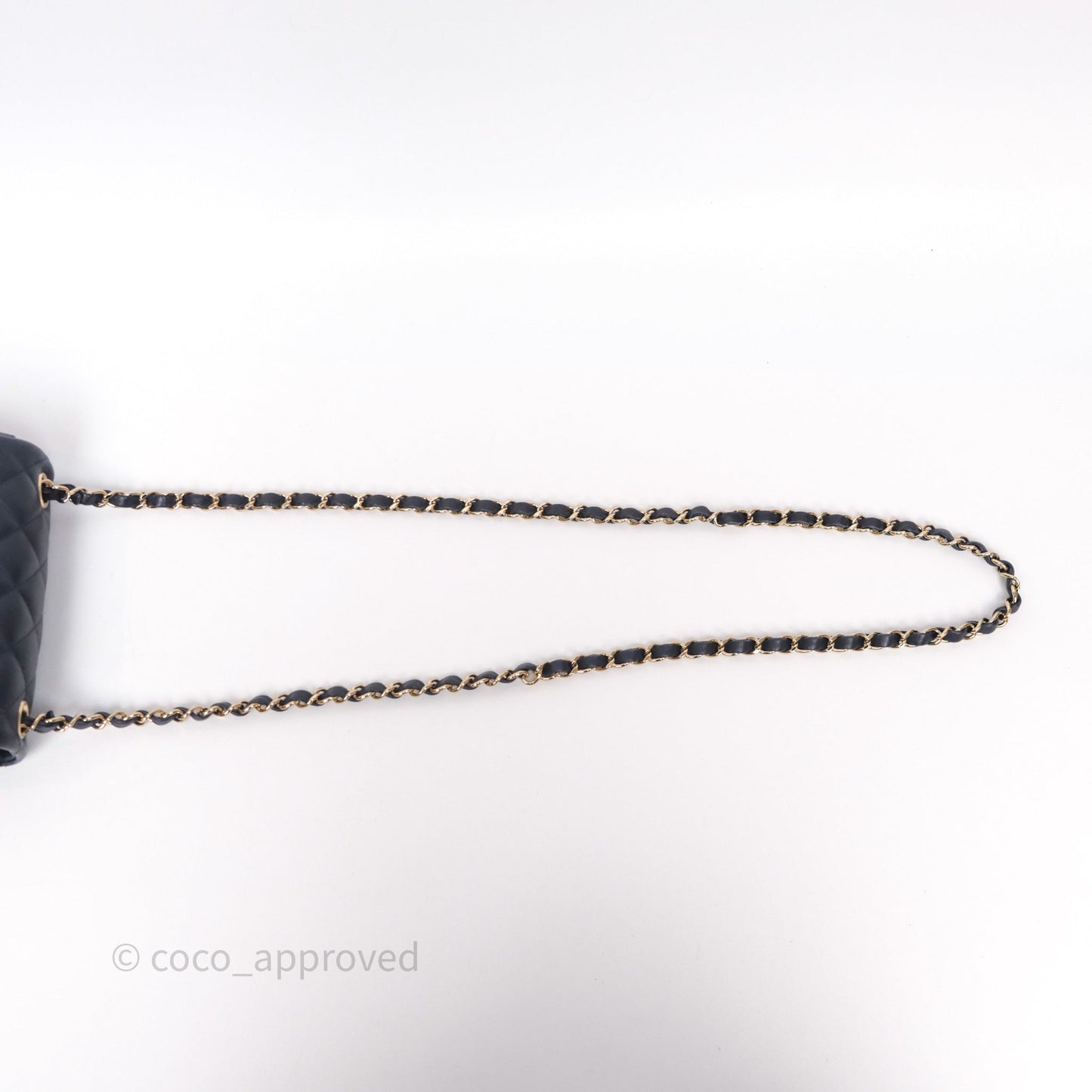 Chanel Mini Square Flap Quilted Navy Lambskin Gold Hardware