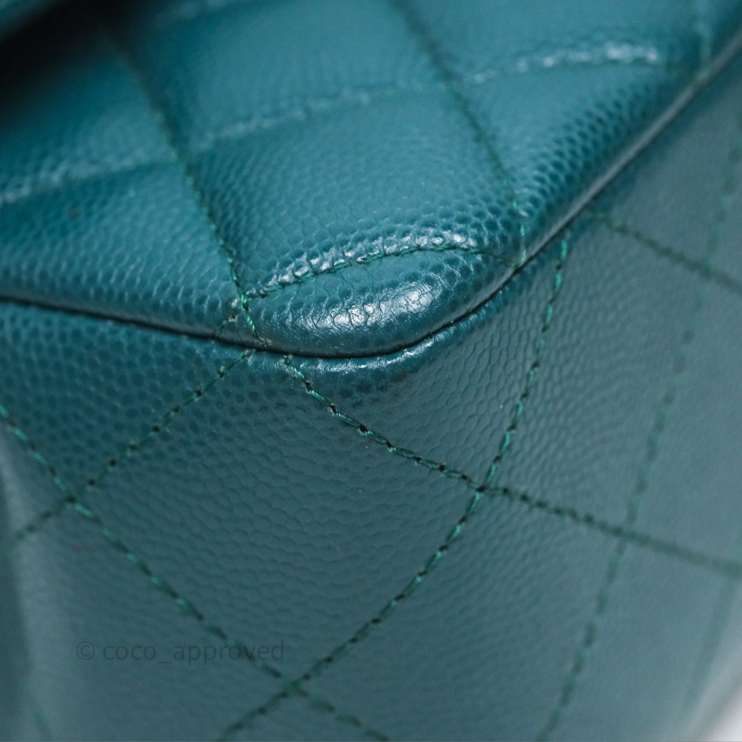 Chanel Quilted Mini Rectangular Green Caviar Silver Hardware