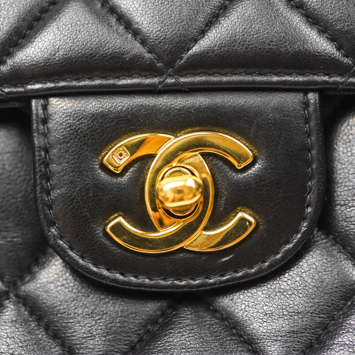 Chanel Vintage Camera Bag Black Lambskin 24K Gold Hardware