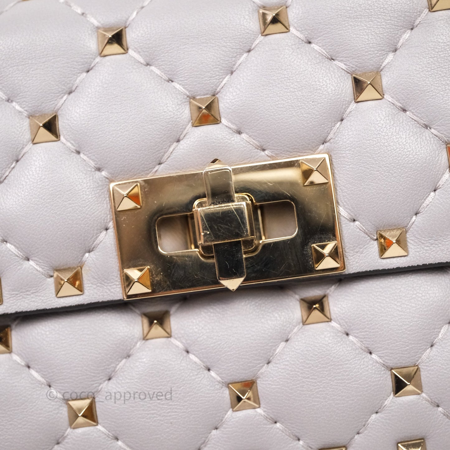 Valentino Small Nappa Rockstud Spike Bag Grey Gold Hardware