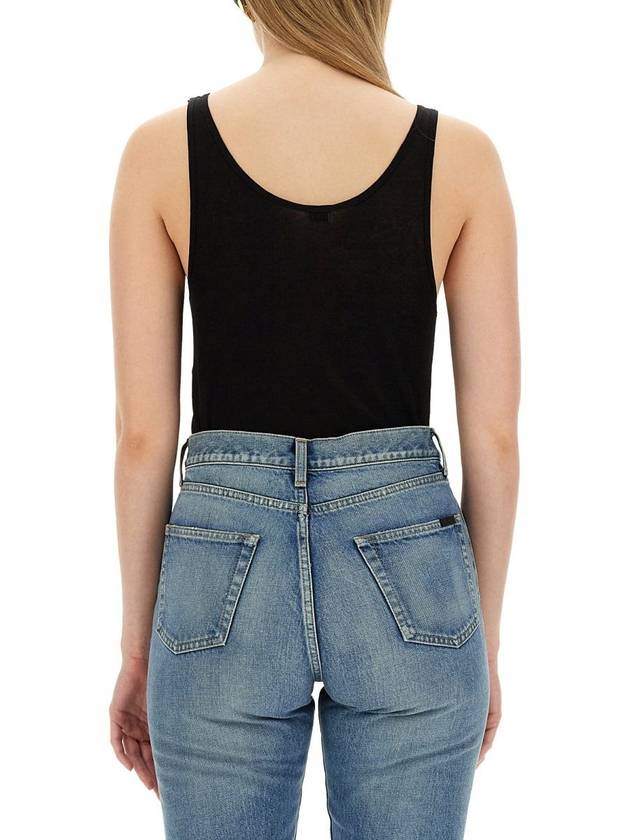 Luxury Saint Laurent Women's Wool Jersey Sleeveless Black