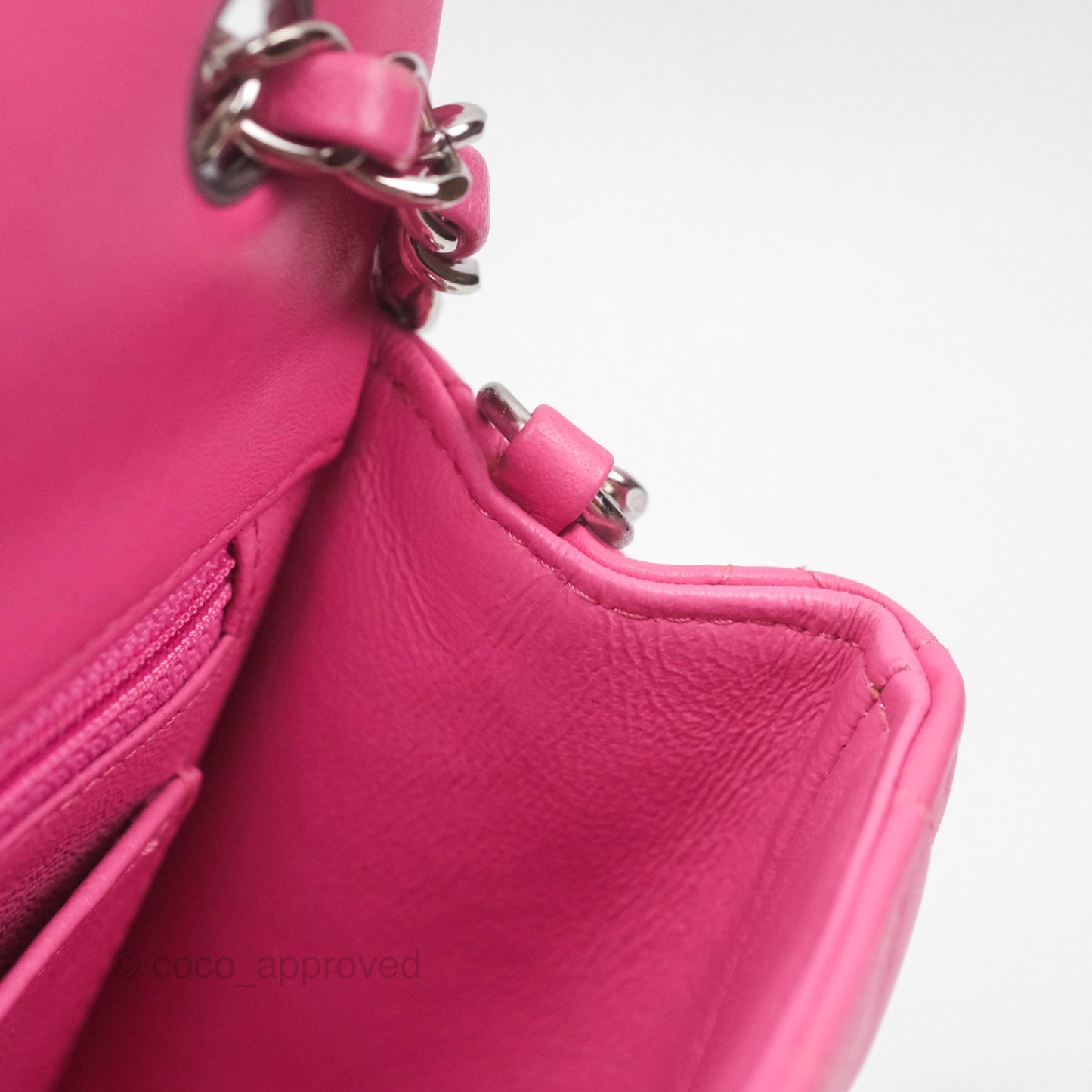 Chanel Quilted Mini Rectangular Flap Pink Lambskin Silver Hardware