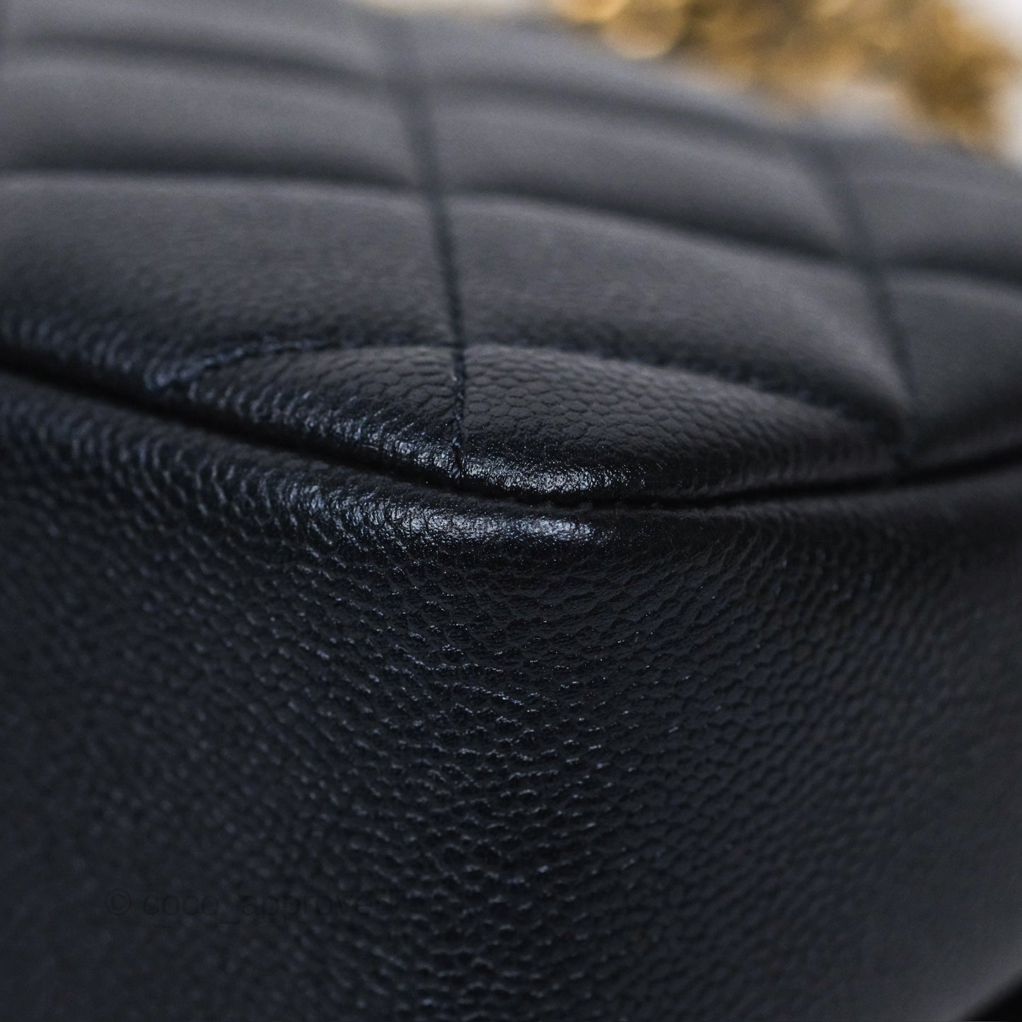 Chanel My Perfect Mini Flap Quilted Iridescent Navy Caviar Aged Gold Hardware