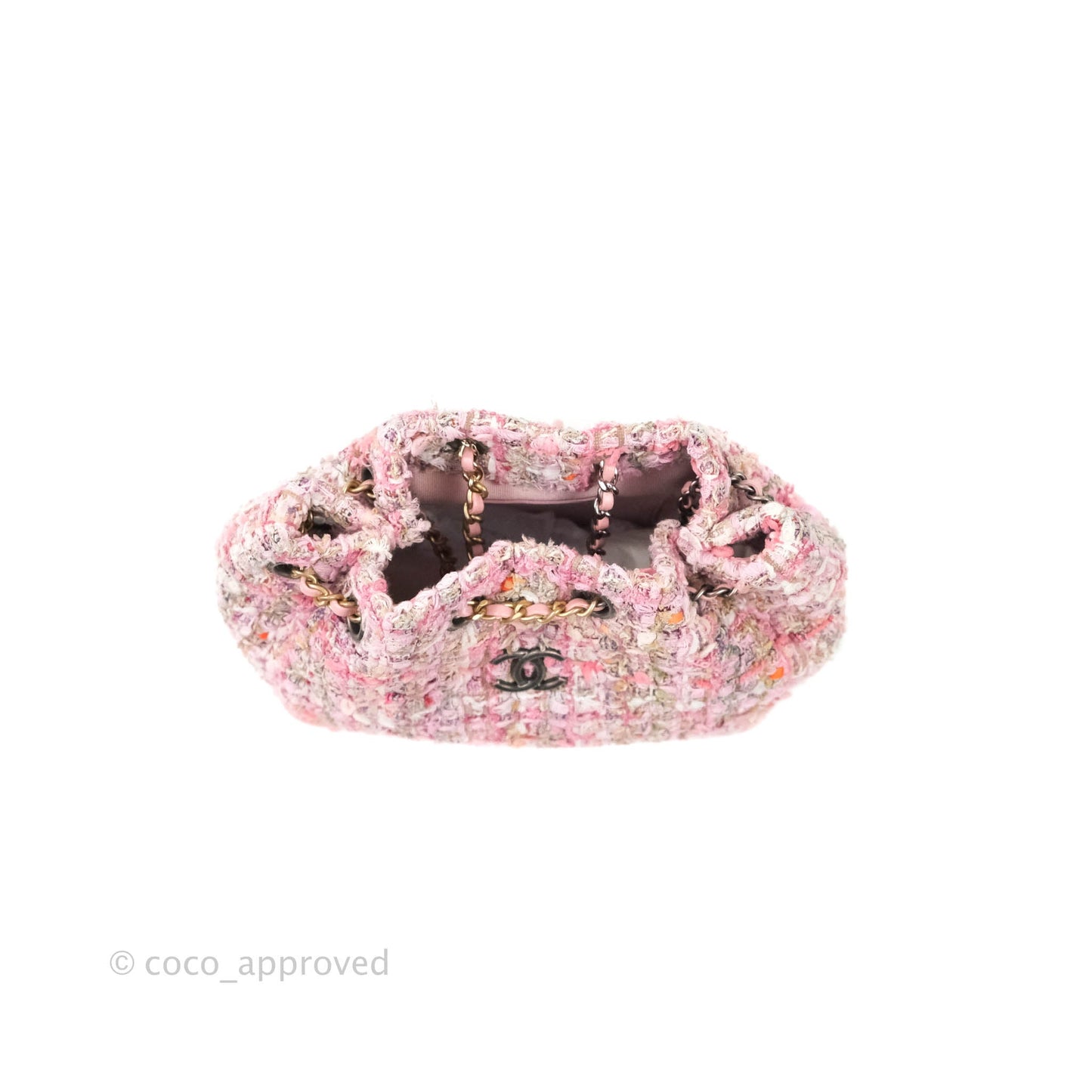 Chanel Gabrielle Small Backpack Pink Tweed Aged Calfskin