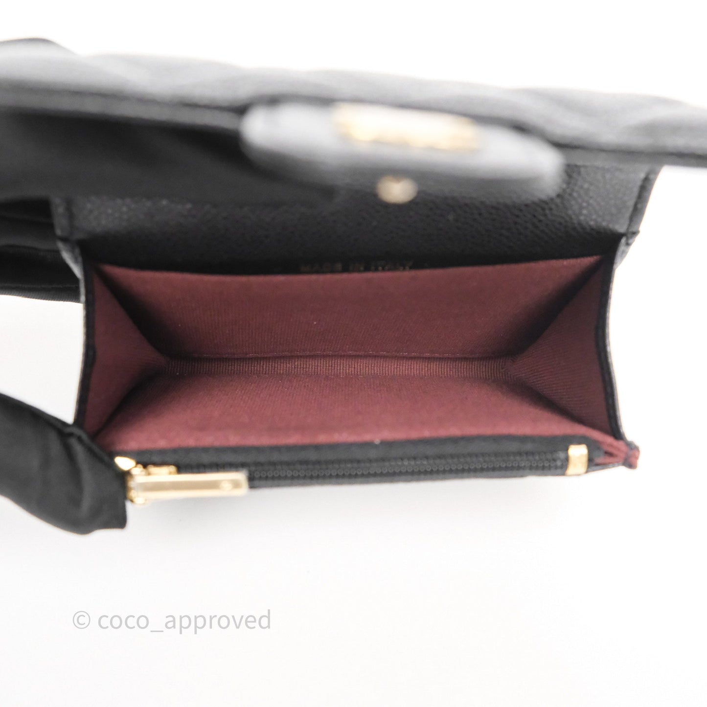 Chanel Flap Card Holder Quilted Black Caviar Gold Hardware 24A