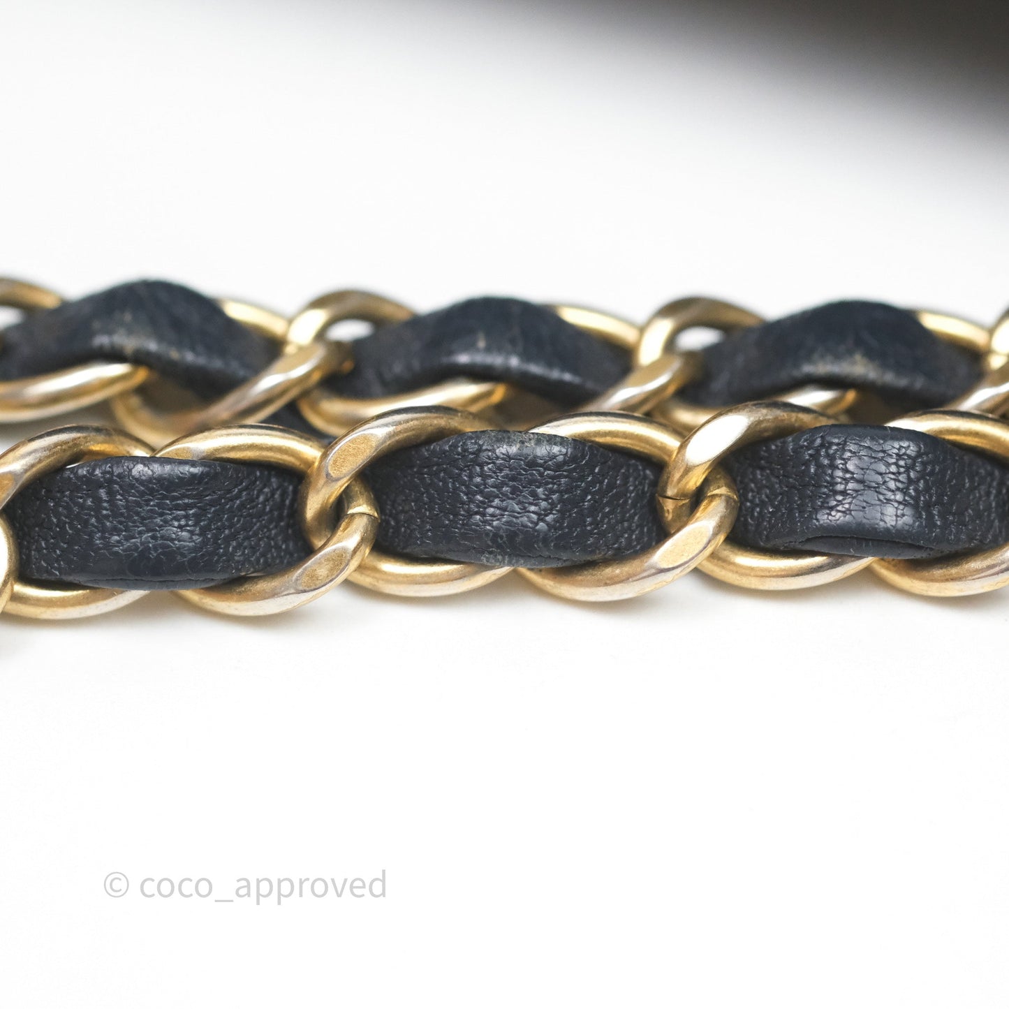Chanel Medium Chevron Surpique Flap Navy Calfskin Aged Gold Hardware
