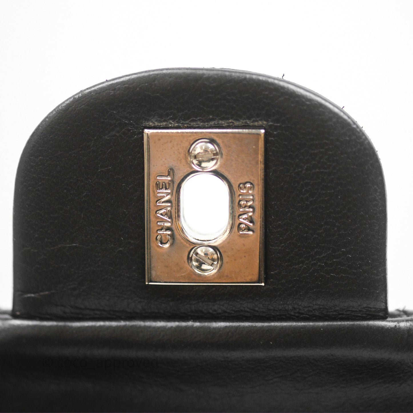 Chanel Mini Square Flap Quilted Black Lambskin Silver Hardware