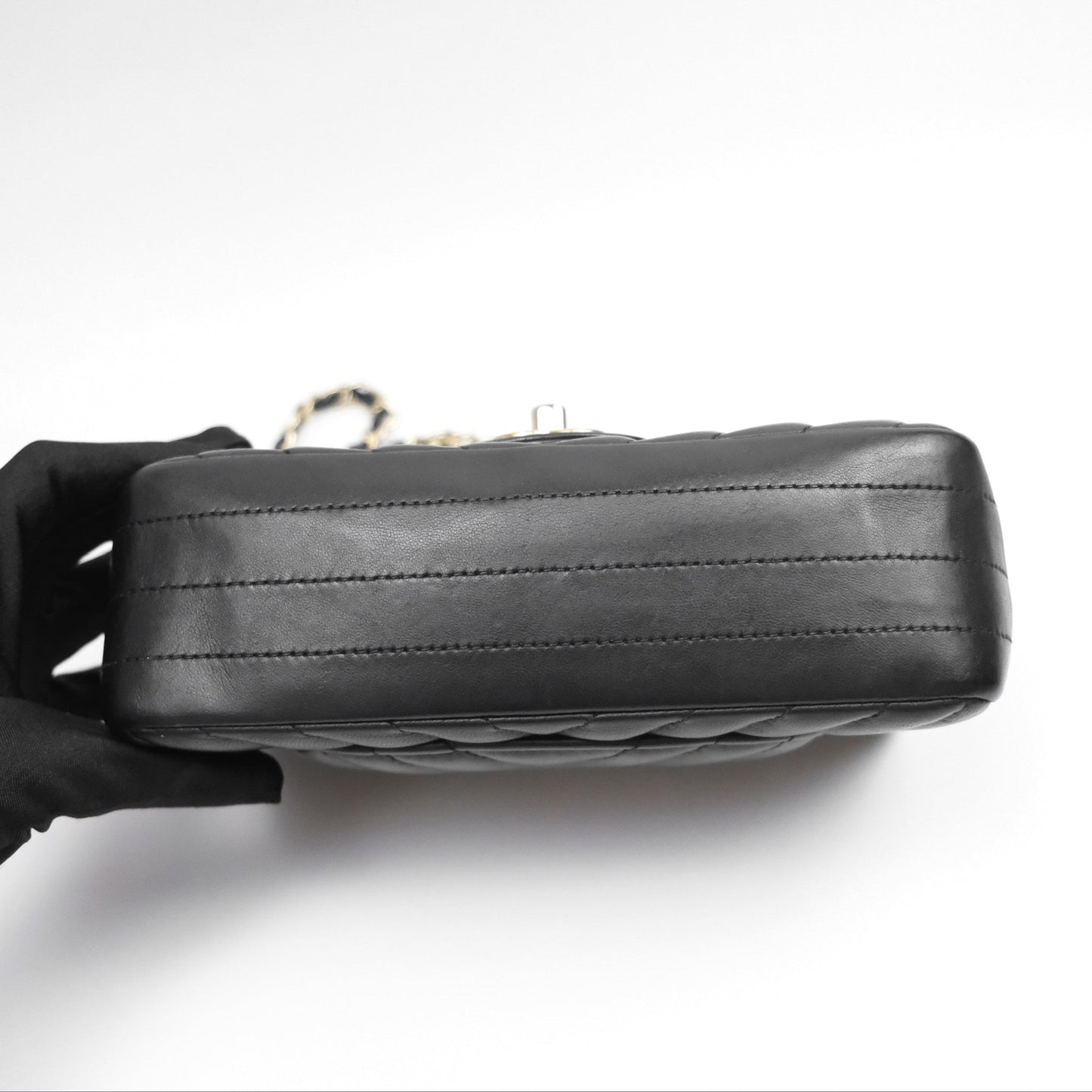 Chanel Mini Rectangular Chevron Black Lambskin Gold Hardware