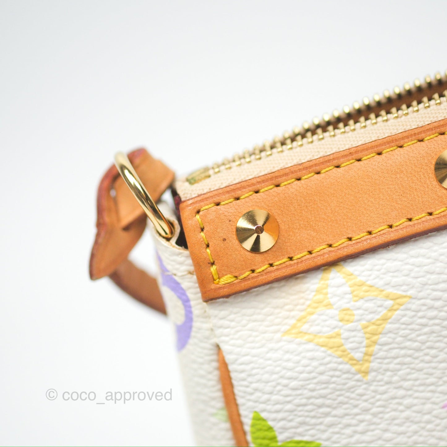 Louis Vuitton x Takashi Murakami Pochette White Rainbow Monogram