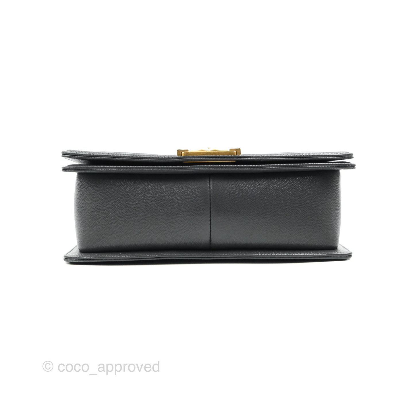 Chanel Chevron Medium Boy Dark Grey Caviar Aged Gold Hardware