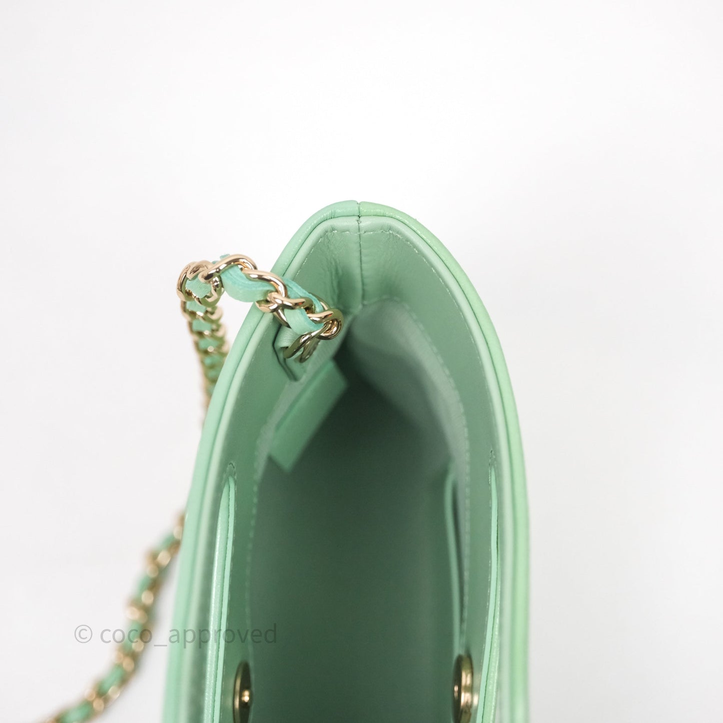 Chanel Nano 31 Green Shiny Lambskin Gold Hardware