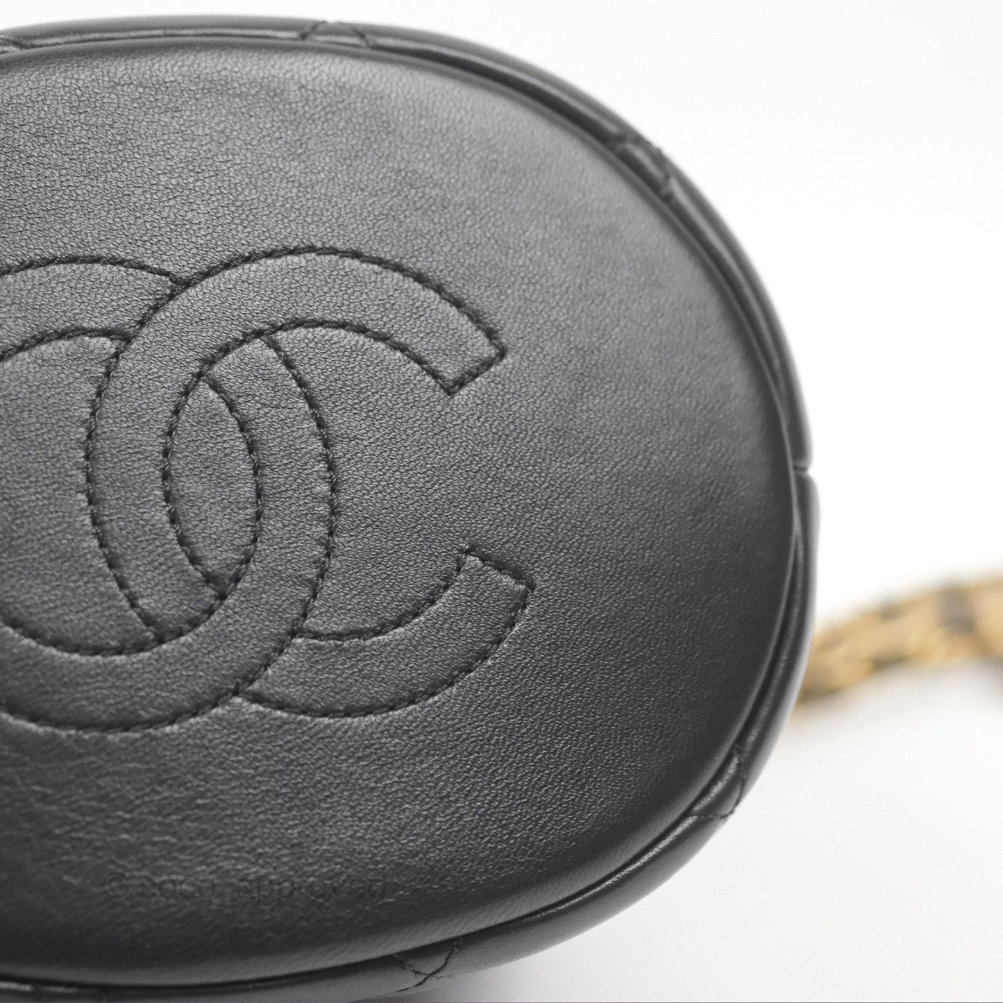 Chanel Quilted My Perfect with Pearl Drawstring Bucket Bag Black Lambskin Aged Gold Hardware