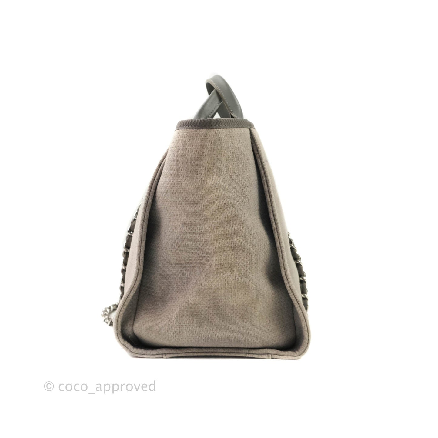 Chanel Large Deauville Grey Canvas Silver Hardware