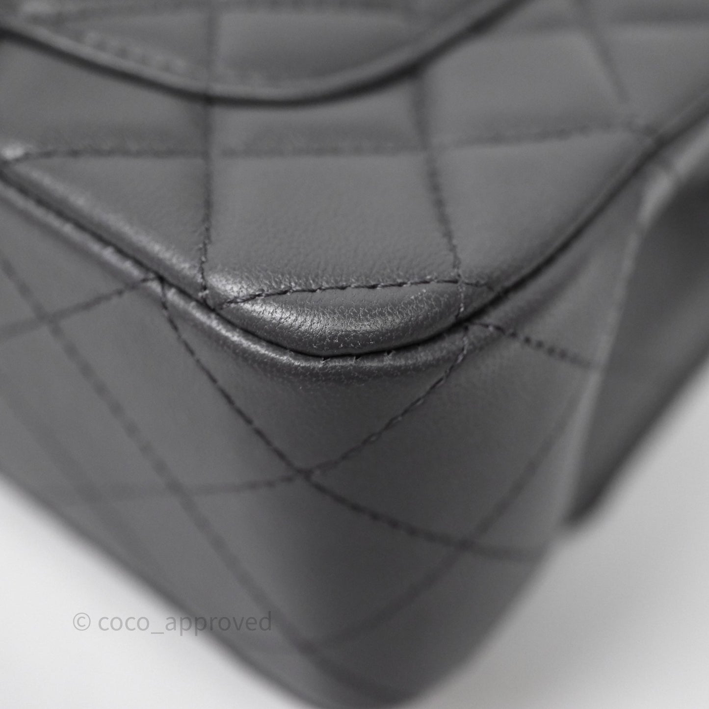 Chanel Quilted Mini Rectangular Dark Grey Lambskin Silver Hardware