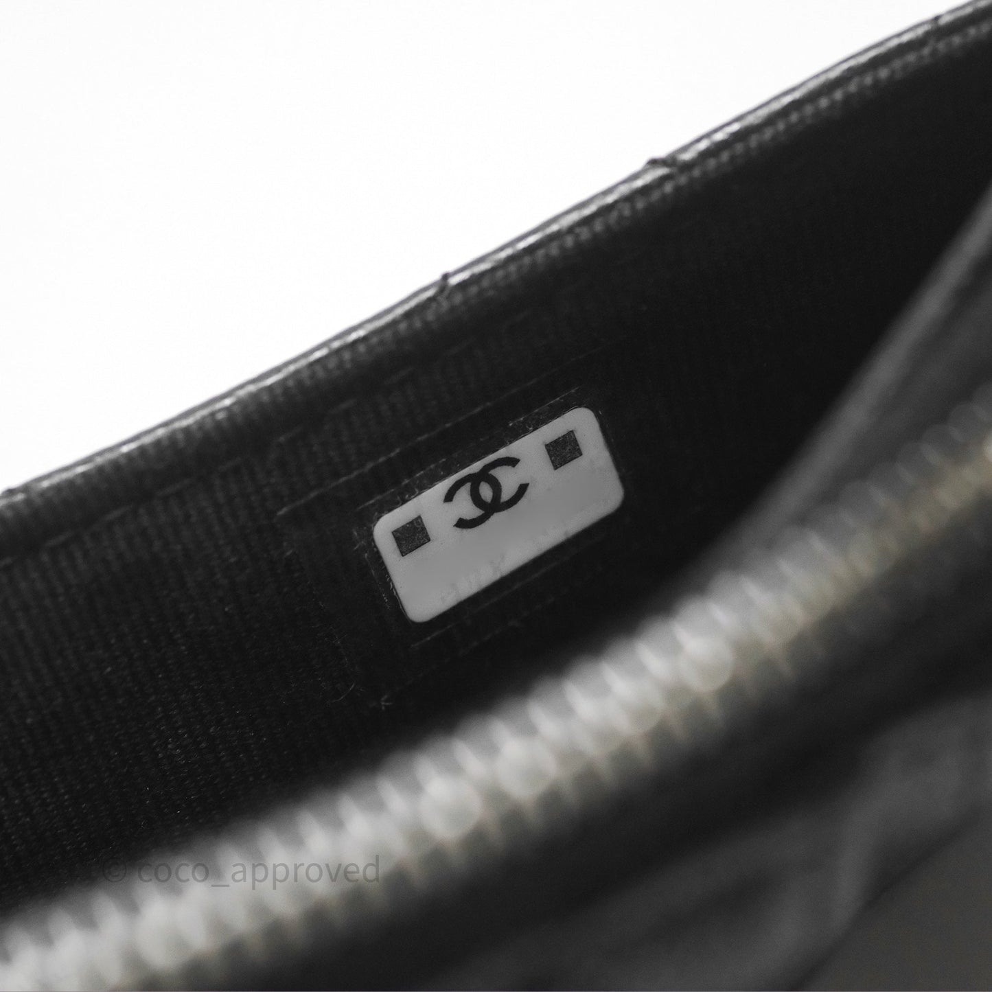 Chanel Quilted Zip Card Holder Black Caviar Silver Hardware