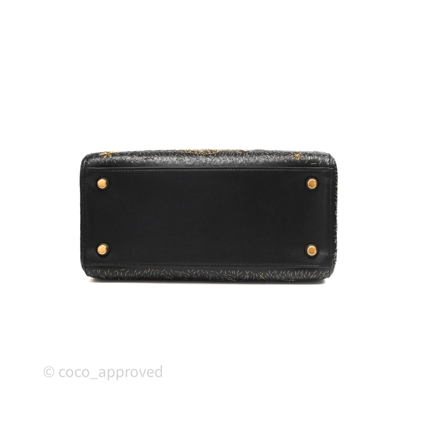 Christian Dior Medium Lady Dior Limited Edition The Moon In My EyesBag Black Calfskin Gold Hardware