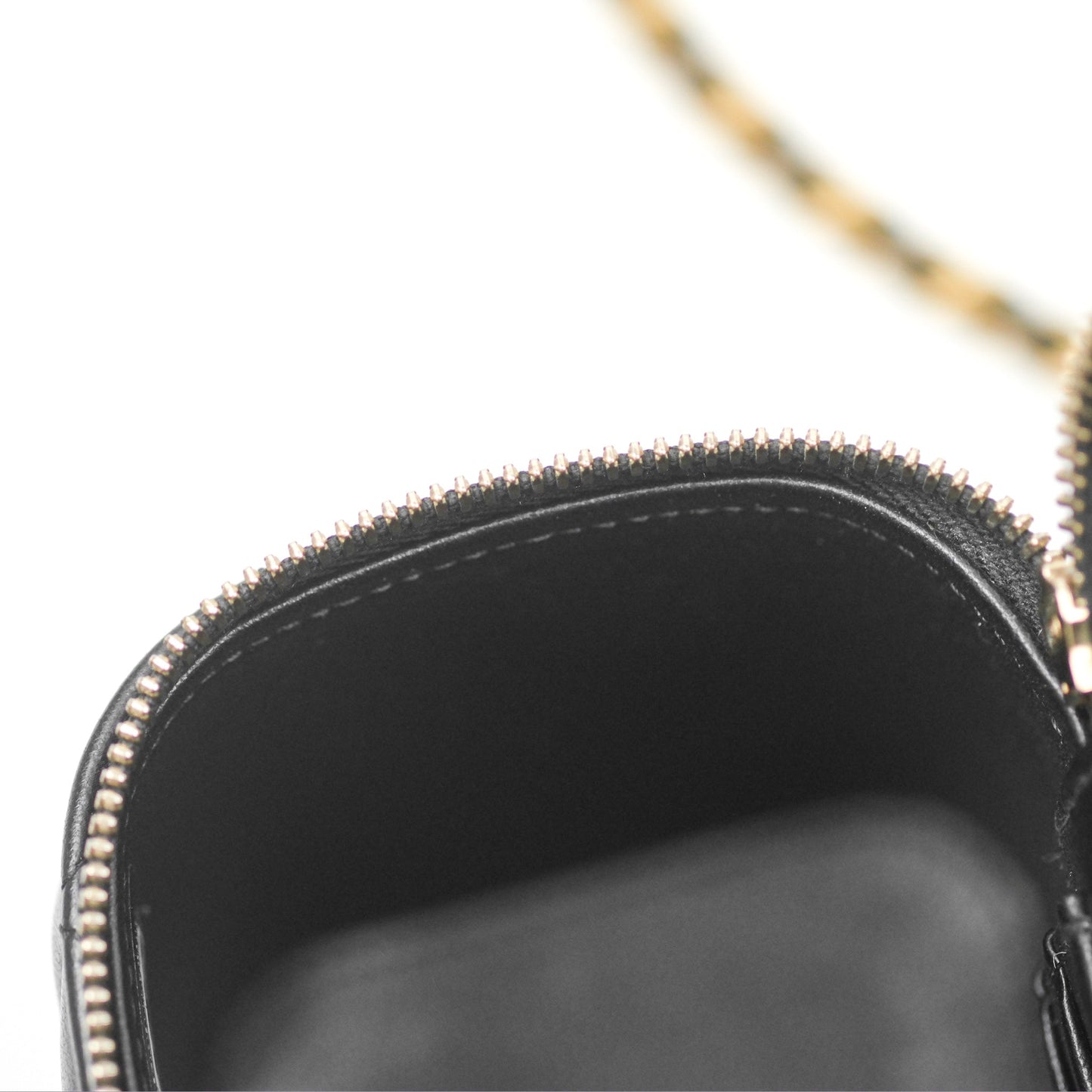 Chanel Vanity Rectangular with Top Handle Black Lambskin Aged Gold Hardware
