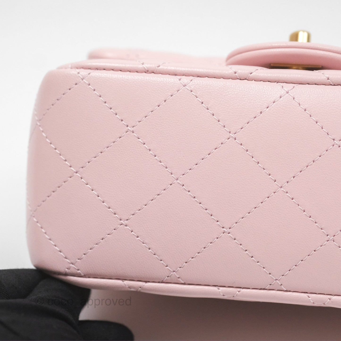 Chanel Pearl Crush Mini Square Quilted Light Pink Lambskin Aged Gold Hardware