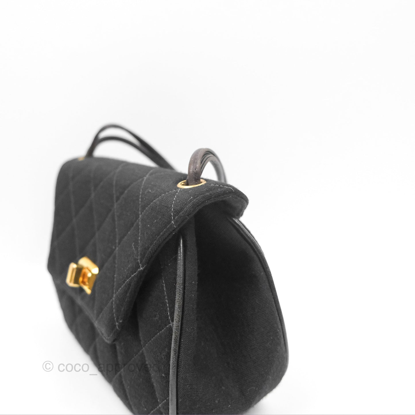Chanel Vintage Small Quilted Jersey Mademoiselle Top Handle Flap Bag Black